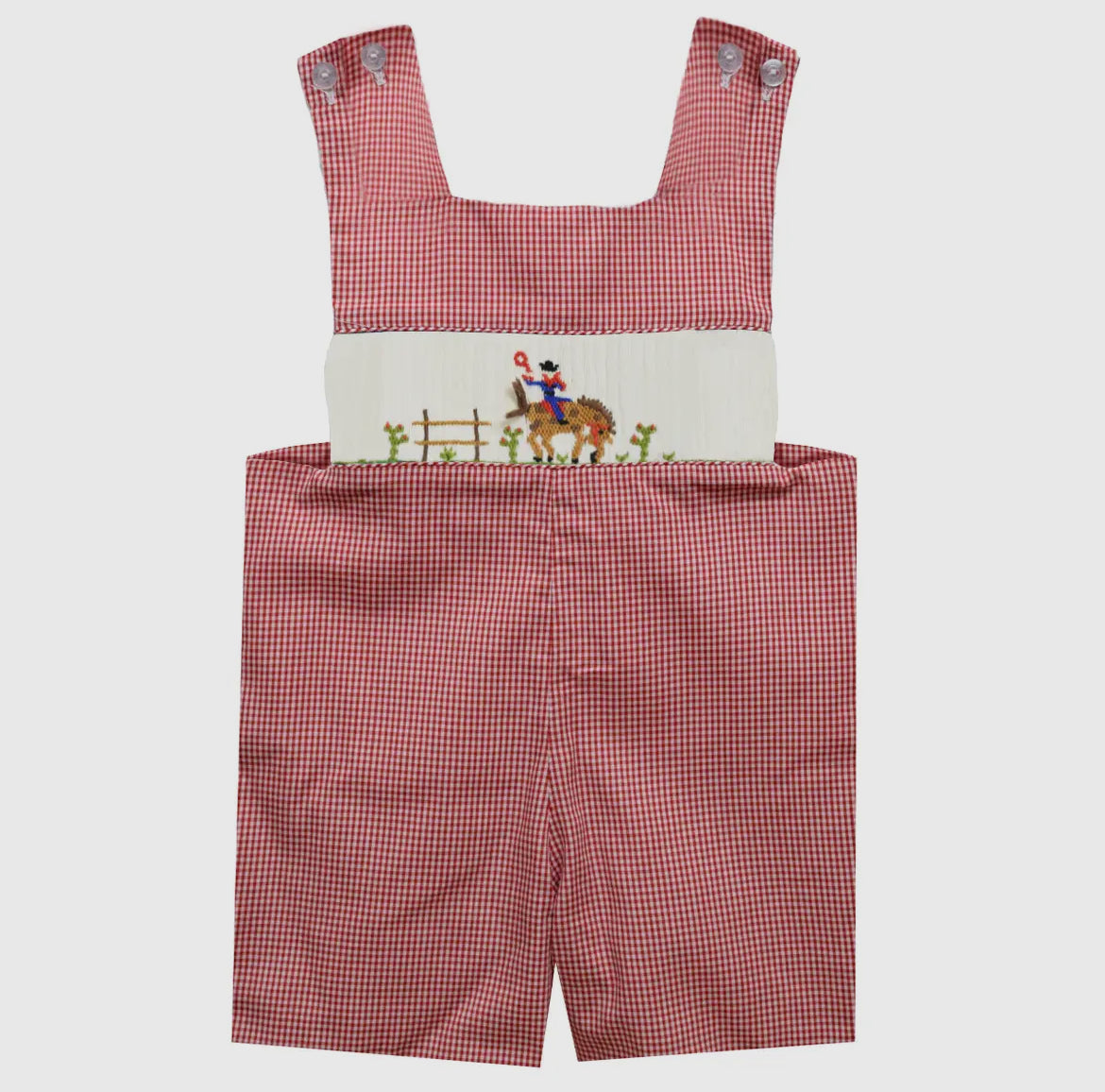 Cowboys Smocked Gingham Boys Shortall