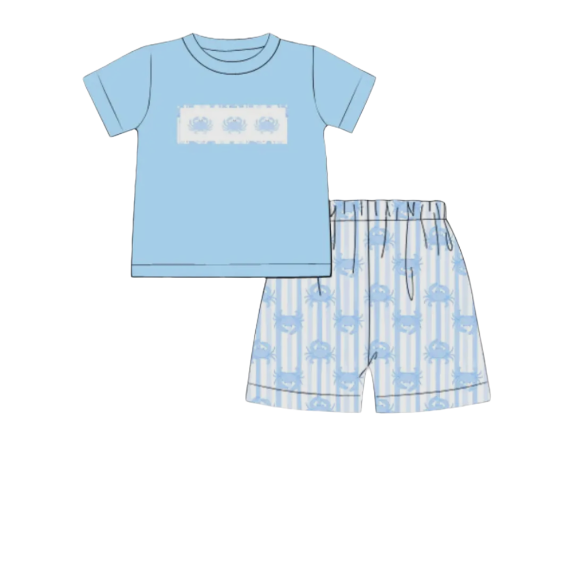 Boys Smocked Blue Short Set